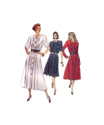 7691 EASY VOGUE TUCK SHORT - LONG SLEEVE BUTTON DRESS LENGTHS PATTERN 14-18 UNCUT
